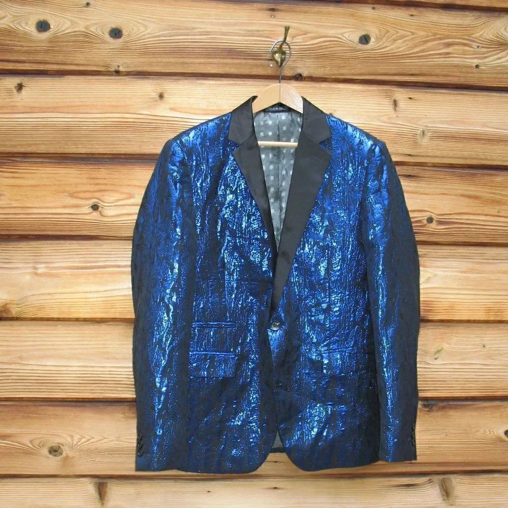 INSERCH Metallic Formal Slim Fit Tuxedo Dress Jacket Blazer